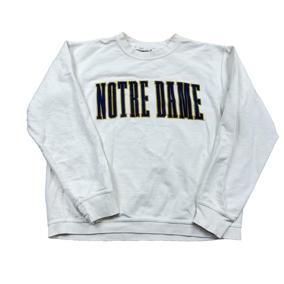 Soffe Sweaters - Notre Dame Fighting Irish Sweater Women Large White Knit Unlined Crewneck